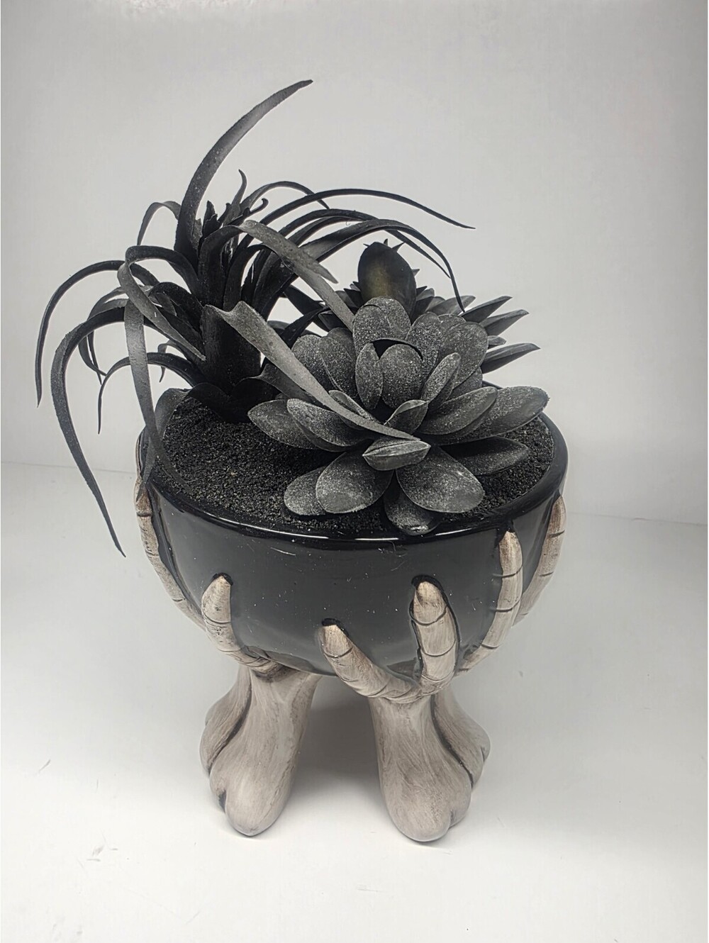 Skeleton Bone Hands Witch Gothic Black Artificial Succulent Home Decor